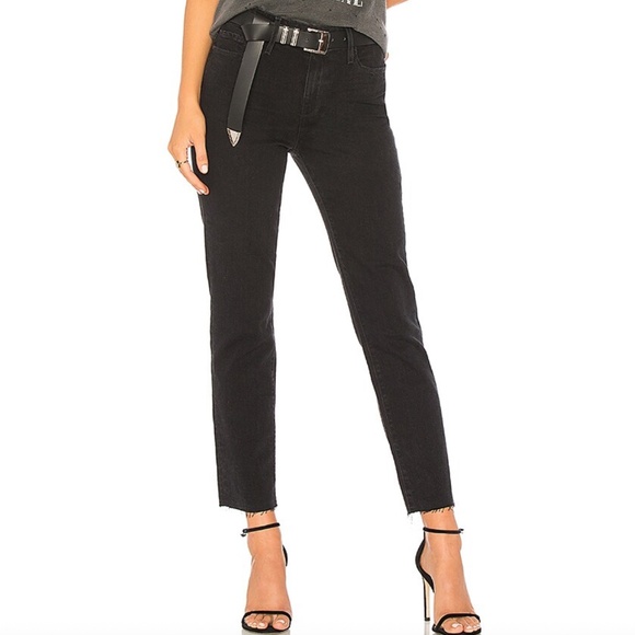 PAIGE WASHED BLACK JACQUELINE STRAIGHT Frayed Hem Jeans - 30 - Picture 1 of 14